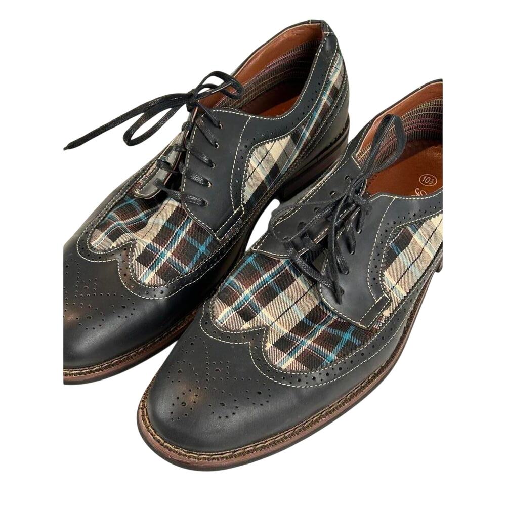 Ferro Aldo Black & Plaid Brogue Shoes